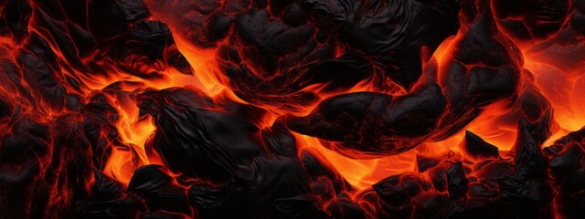 Wall Mural - Lava texture fire background rock volcano magma molten hell hot flow flame pattern seamless. Earth lava crack volcanic texture ground fire burn explosion stone liquid black red inferno planet relief.