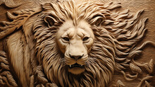 3D Lion Relief  Wallpaper