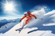 © blvdone - Skier skiing down a mountain slope