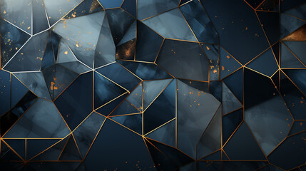Wall Mural - abstract blue and gold waved shapes background