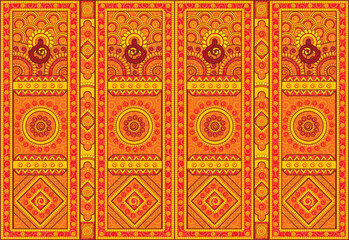 Culture of Rajasthan in Indian art style. Door Art Work. Vector File.
