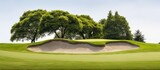 Fototapeta Miasto - Golf course with bunker view in golf club With copyspace for text