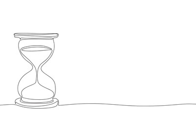 Wall Mural - One line continuous hourglass. Line art hourglass outline. Vector illustration. 