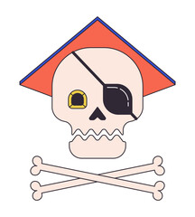 Poster - piracy flat line color isolated vector object. skull and crossbones. editable clip art image on whit