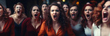 Fototapeta  - Group of furious angry women yelling looking at the camera 
