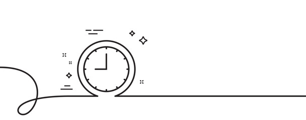 Poster - clock line icon. continuous one line with curl. time sign. office watch or timer symbol. time single