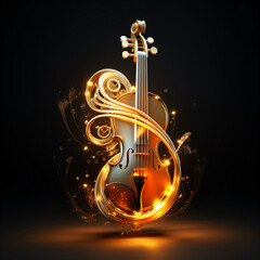 Wall Mural - golden abstract violin