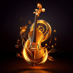 Wall Mural - golden abstract violin