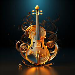 Wall Mural - golden abstract violin