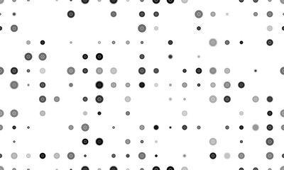 Poster - Seamless background pattern of evenly spaced black gramophone record symbols of different sizes and opacity. Illustration on transparent background
