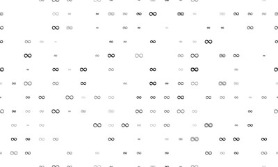 Poster - Seamless background pattern of evenly spaced black infinity symbols of different sizes and opacity. Illustration on transparent background