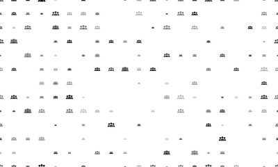 Poster - Seamless background pattern of evenly spaced black people symbols of different sizes and opacity. Illustration on transparent background