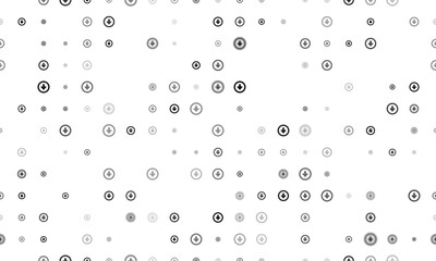 Poster - seamless background pattern of evenly spaced black download symbols of different sizes and opacity. 