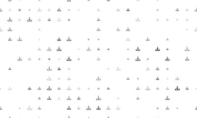 Poster - Seamless background pattern of evenly spaced black download symbols of different sizes and opacity. Illustration on transparent background