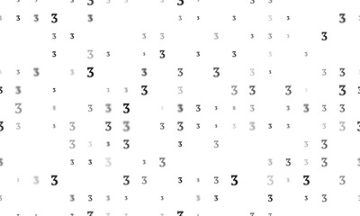 Poster - Seamless background pattern of evenly spaced black number three symbols of different sizes and opacity. Illustration on transparent background