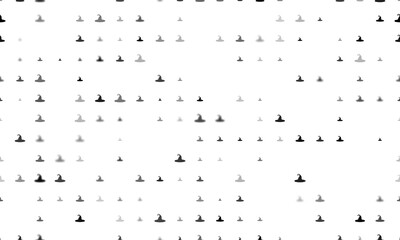 Poster - Seamless background pattern of evenly spaced black witch hat symbols of different sizes and opacity. Illustration on transparent background