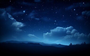 Wall Mural - night starry sky, dark blue space background with stars