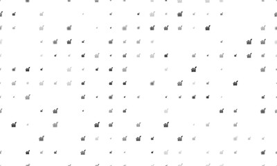 Poster - Seamless background pattern of evenly spaced black chart up symbols of different sizes and opacity. Vector illustration on white background