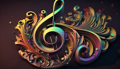 Wall Mural - abstract multicolor music background with clef