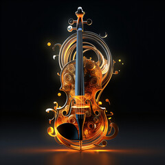Wall Mural - golden abstract violin