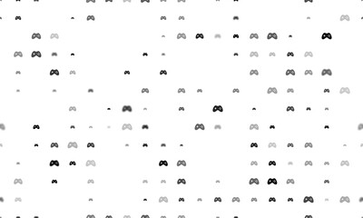 Poster - Seamless background pattern of evenly spaced black joystick symbols of different sizes and opacity. Illustration on transparent background