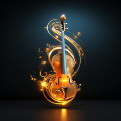 Wall Mural - golden abstract violin