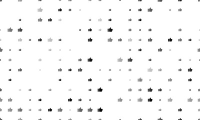 Poster - Seamless background pattern of evenly spaced black thumb up symbols of different sizes and opacity. Illustration on transparent background