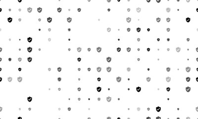 Poster - Seamless background pattern of evenly spaced black protection mark symbols of different sizes and opacity. Illustration on transparent background