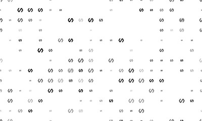 Poster - Seamless background pattern of evenly spaced black polymer symbols of different sizes and opacity. Vector illustration on white background