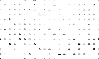 Poster - Seamless background pattern of evenly spaced black group symbols of different sizes and opacity. Vector illustration on white background
