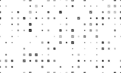 Poster - seamless background pattern of evenly spaced black checkbox symbols of different sizes and opacity. 