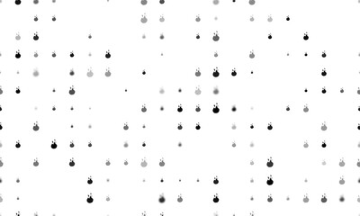 Poster - Seamless background pattern of evenly spaced black fire symbols of different sizes and opacity. Illustration on transparent background
