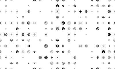 Poster - Seamless background pattern of evenly spaced black replay media symbols of different sizes and opacity. Vector illustration on white background