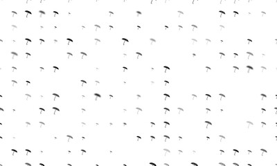 Poster - Seamless background pattern of evenly spaced black umbrella symbols of different sizes and opacity. Illustration on transparent background
