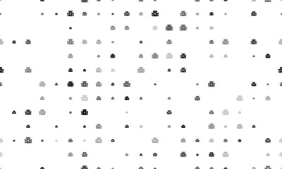 Poster - Seamless background pattern of evenly spaced black castle symbols of different sizes and opacity. Illustration on transparent background