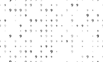 Poster - Seamless background pattern of evenly spaced black number nine symbols of different sizes and opacity. Illustration on transparent background