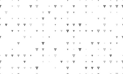 Poster - Seamless background pattern of evenly spaced black give way signs of different sizes and opacity. Vector illustration on white background
