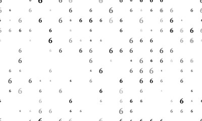 Poster - Seamless background pattern of evenly spaced black number six symbols of different sizes and opacity. Illustration on transparent background