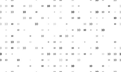 Poster - Seamless background pattern of evenly spaced black number ten symbols of different sizes and opacity. Illustration on transparent background