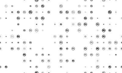 Poster - Seamless background pattern of evenly spaced black truck traffic signs of different sizes and opacity. Illustration on transparent background