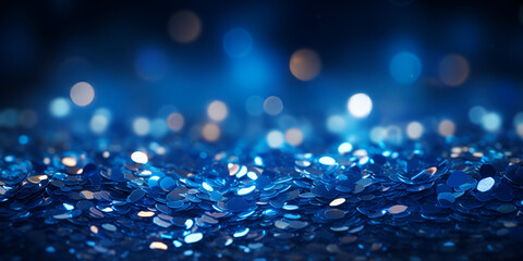 Blue sapphire glitter bokeh background