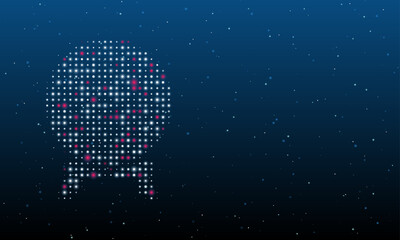 Poster - On the left is the spirit ball symbol filled with white dots. Background pattern from dots and circles of different shades. Vector illustration on blue background with stars