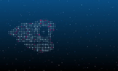 Poster - On the left is the police cap symbol filled with white dots. Background pattern from dots and circles of different shades. Vector illustration on blue background with stars