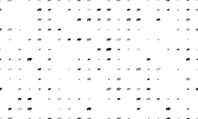 Poster - Seamless background pattern of evenly spaced black buffalo symbols of different sizes and opacity. Vector illustration on white background