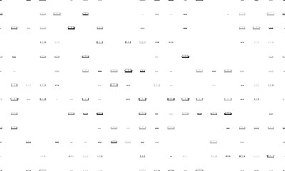 Poster - Seamless background pattern of evenly spaced black sofa icons of different sizes and opacity. Vector illustration on white background