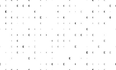 Poster - Seamless background pattern of evenly spaced black capital letter E symbols of different sizes and opacity. Vector illustration on white background