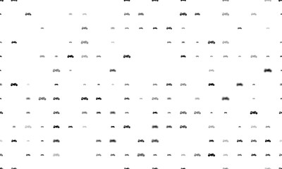 Poster - Seamless background pattern of evenly spaced black bike symbols of different sizes and opacity. Illustration on transparent background