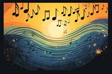 Fototapeta  - Concert Banner Design: Simple and Harmonious Transformation of Musical Notes for Optimal Impact, generative AI