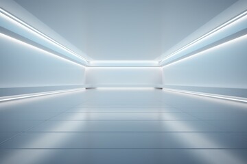 Canvas Print - Empty room with futuristic neon light. Background with selective focus and copy space