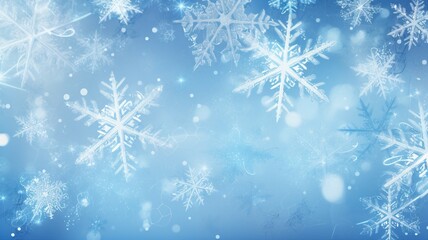 Poster - Icy Blue and Silver Snowflakes Background